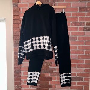 Men’s Talentless Heavyweight Sweatsuit in Black/White WashDye Print